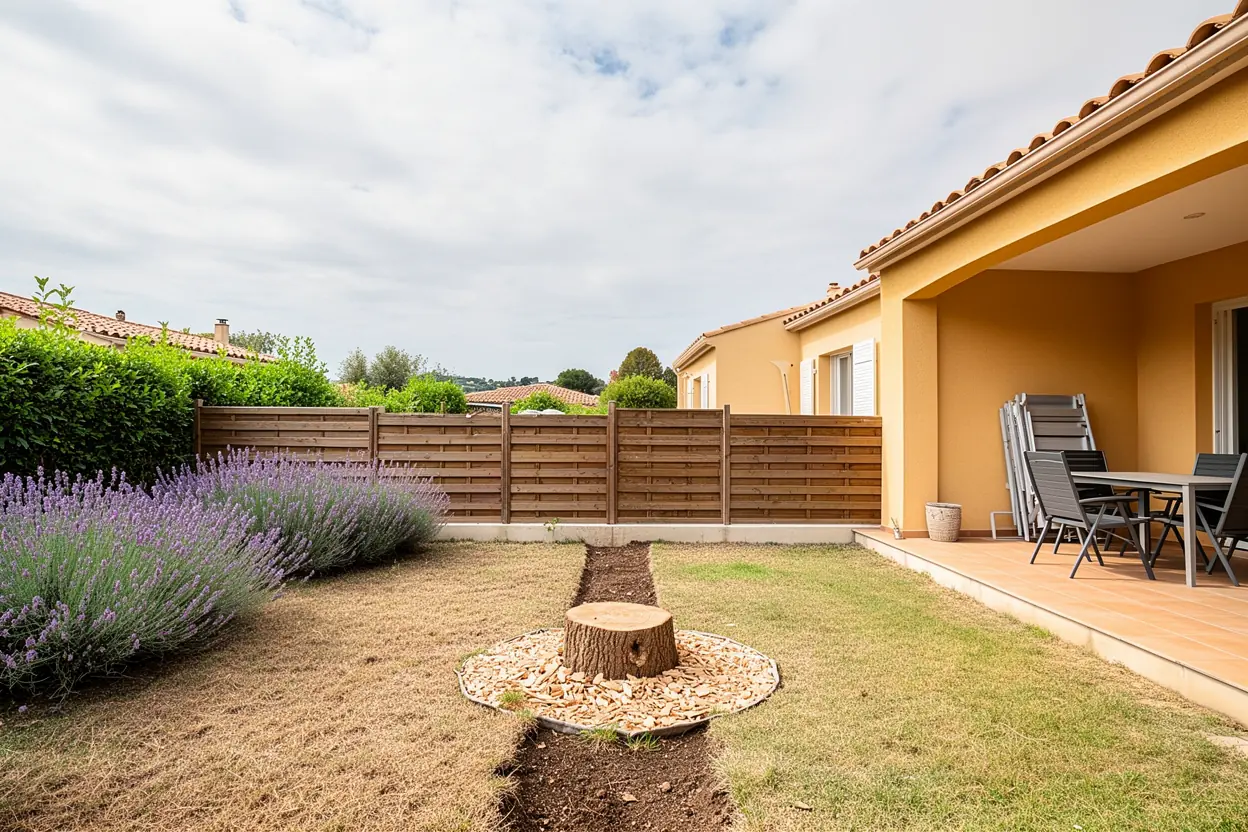 Jardin dégagé après abattage contrôlé à Antibes