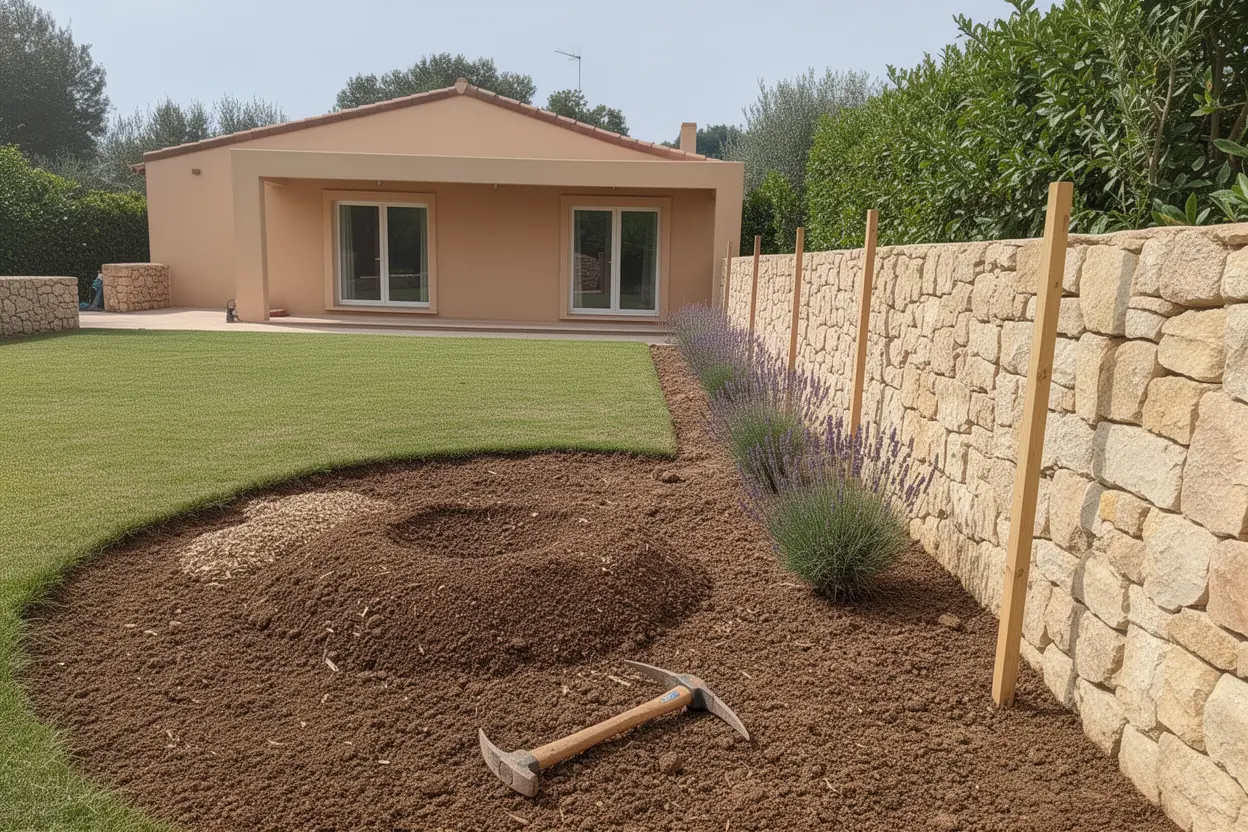 Emplacement remblayé après dessouchage complet à Mougins
