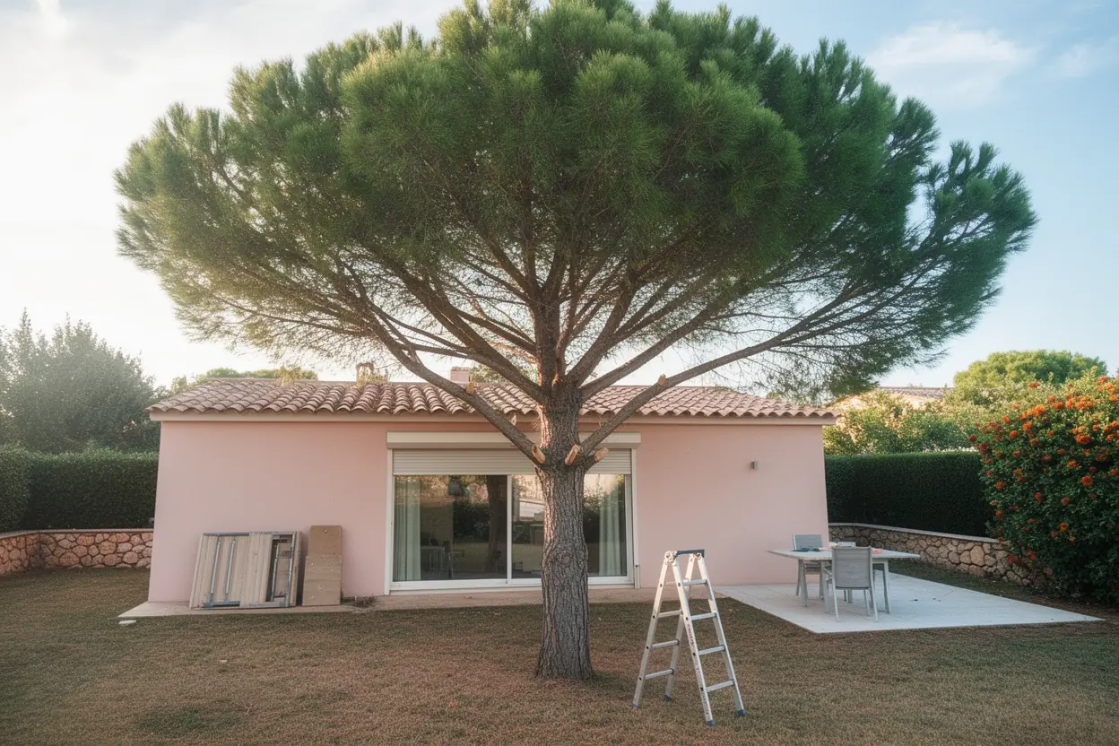 Pin équilibré après élagage doux réalisé à Antibes
