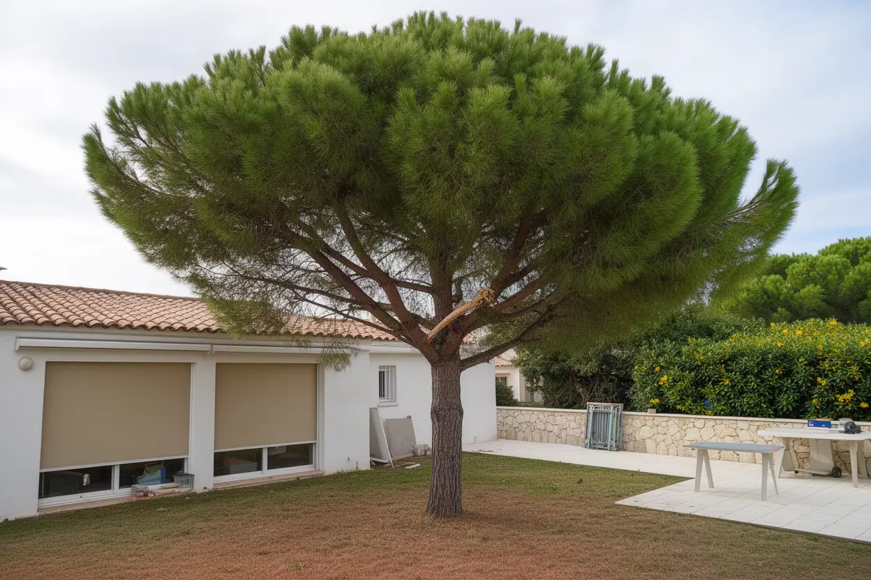 Pin dense avant élagage à Antibes