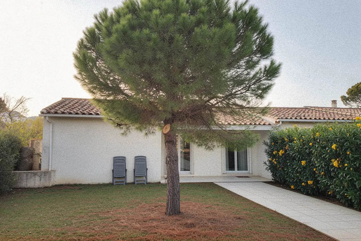 Pin équilibré après élagage à Antibes