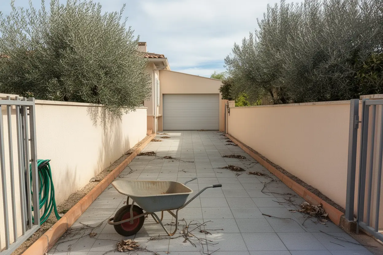 Allée propre après ramassage des déchets verts Cannes