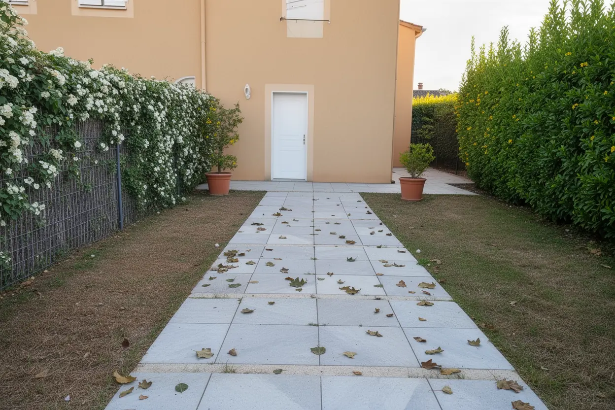 Allée dégagée après ramassage à Valbonne